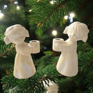 Cherub Girl Taper Candle Holders Kitschy Patina Tapers Japan Colonial Candle Vtg